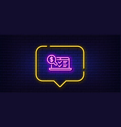 Online Accounting Line Icon Audit Sign Neon