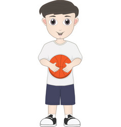 Cartoon Of A Boy Holding Basketball