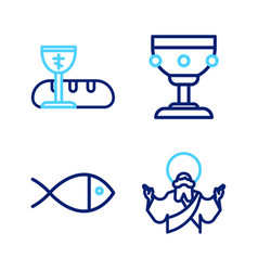 Set Line Jesus Christ Christian Fish Chalice