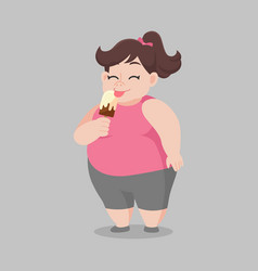 Big Fat Happy Woman Enjoy Eating Ice Cream Diet