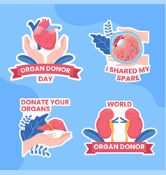 World Organ Donation Day Label Flat Cartoon Hand