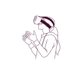 Young Woman Playing Game Using Vr Glasses