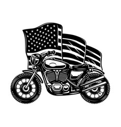 Motorcycle On Us Flag Background Design Element