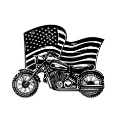 Motorcycle On Us Flag Background Design Element