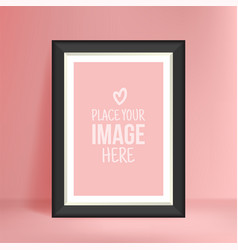 Portrait Photo Mockup On Pink Wall Empty Poster