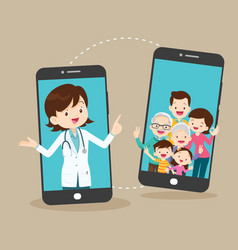 Family Using Mobile Application With Doctor