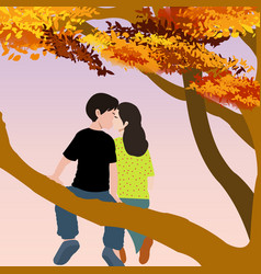 Image Of Couple In Love Sitting On Branch