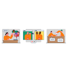 Online Learning And In Real Life Cartoon Set