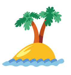 Cartoon Islands With Palm Trees And Sea Waves