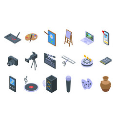 Multimedia Artist Icons Set Isometric