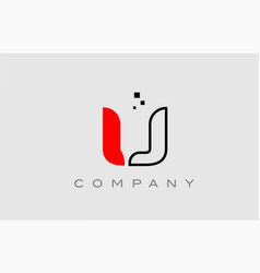 Red Black Line U Alphabet Letter Logo Icon