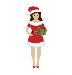 Cute Young Woman Wearing Santa Costume Icon