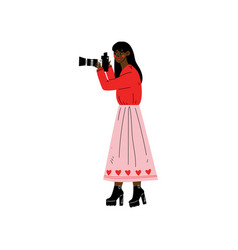 African American Woman Taking Photos With Digital