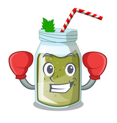 Boxing Green Juice Smoothe In Cartoon Glas