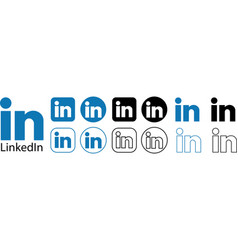 Linkedin Design Icon Set Logo Sign Blue And Black