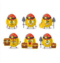 Miners Gold Coin Cute Mascot Character Wearing