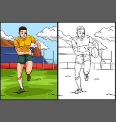 Rugby Coloring Page Colored