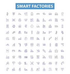 Smart Factories Line Icons Signs Set