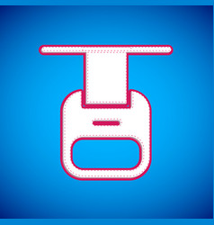 White Cable Car Icon Isolated On Blue Background