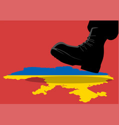 Giant Army Boot Trampling On Ukraine Map