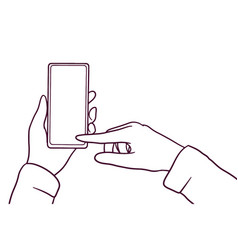 Hands Holding A Smartphone Finger Taps On Phone