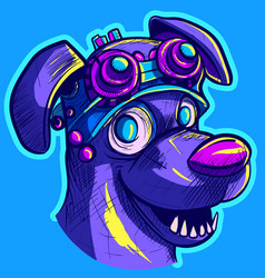 Digital Art Of A Steampunk Neon Dog