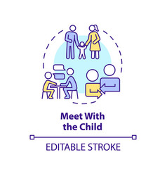 Meet With Child Multi Color Concept Icon