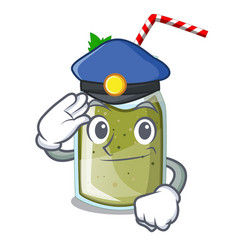 Police Green Juice Smoothe In Cartoon Glas