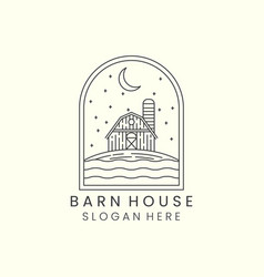 Barn House Night Mode Emblem Minimalist Line Art