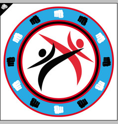 Karate High Kick Emblem Martial Art Colored