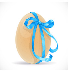 Yellow Egg Tied With A Blue Ribbon Isolated