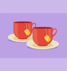 Cartoon Flat Style Drawing Stylized Cup Of Tea