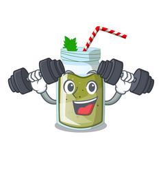 Fitness Green Juice Smoothe In Cartoon Glas