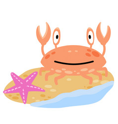 Funny Crab On Beach Pink Seashell