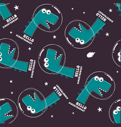 Seamless Pattern With Space Dinosaur