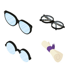 Set Eyeglasses And Diploma Icons