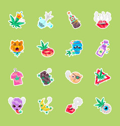 Set Of Weed Addictions Flat Stickers