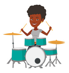 Woman Playing On Drum Kit