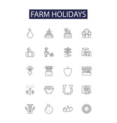 Farm Holidays Line Icons And Signs