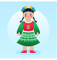 Gradient Mexican Doll In A Green Dress