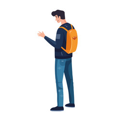 Male Holding Backpack Walking