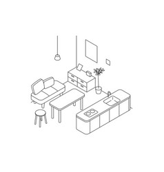 Room For Rent Dining Simple Isometric