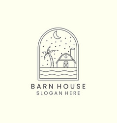 Barn House River Night Mode Emblem Minimalist