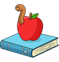 Book With Apple Cartoon Colored Clipart