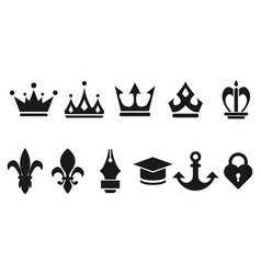 Crown And Fleur De Lis Silhouette Set