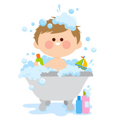 Little Boy In A Tub Taking A Bath