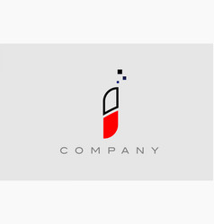 Red Black Line I Alphabet Letter Logo Icon