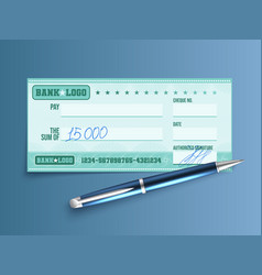 Signed Bank Check And Pen