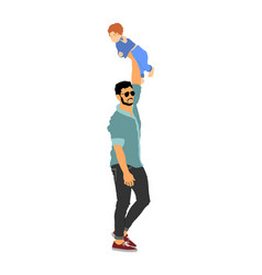 Awkward Clumsy Father Walk With Baby In Hand