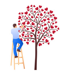 Charity With Man Who Takes Care About Heart Tree